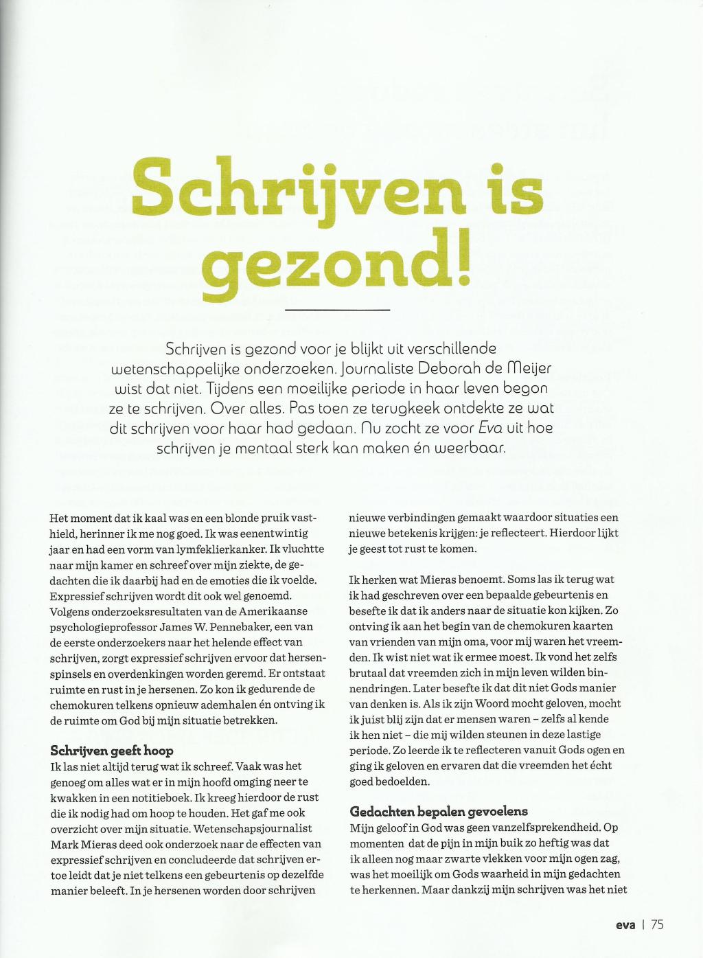 (Artikel) Schrijven is&nbsp;gezond!